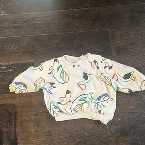 Zara kids sweatshirt size 2-3 pelicans turtle animal pattern